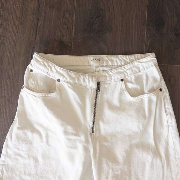 FRAME Angled Zipper Long Barrel Jeans in White Size 30 - Picture 8 of 14